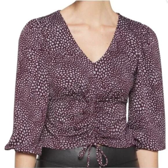The General Good Purple Crop Gathered Tie Front Long Sleeve Blouse Size XXL - Picture 1 of 7